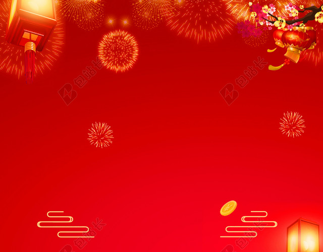 中国风红色喜庆猪年春节展板海报背景图