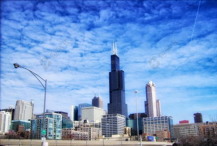 芝加哥 伊利诺伊州 城市 摩天大楼 建筑物 天际线 结构 天空
