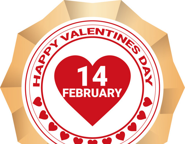 红色喜庆爱情二月14标签设计素材