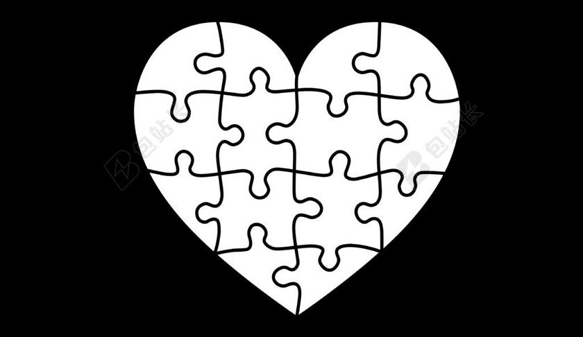 心脏 谜 肖像 情感 一起加入 拼图 贺卡 背景 孤立