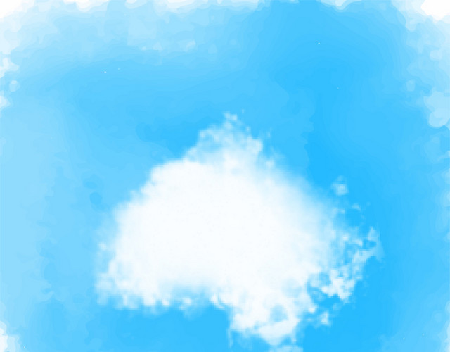 水彩风格蓝天白云透明底素材