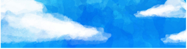 水彩水墨风格蓝天白云手绘素材