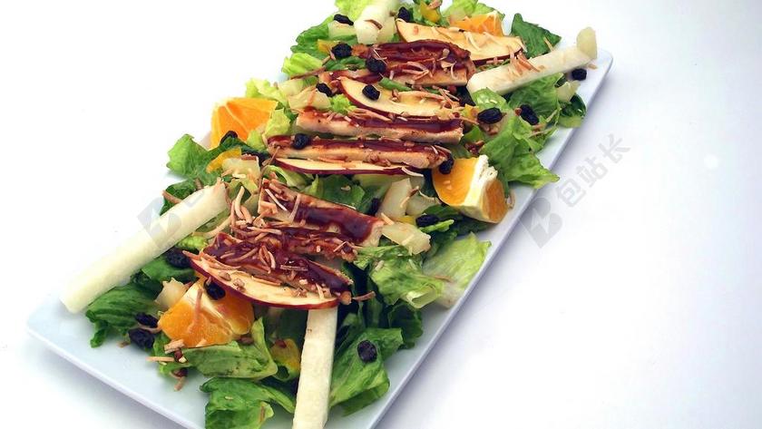 鸡 橙色 沙拉 食品 板 餐 美食 美味 烹饪 餐饮