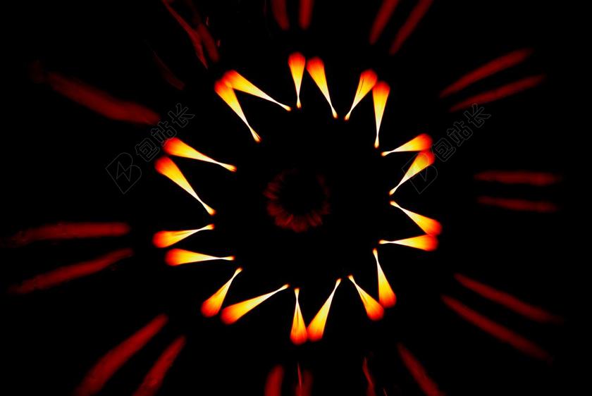 金色绚丽燃烧的火焰黑夜背景图片