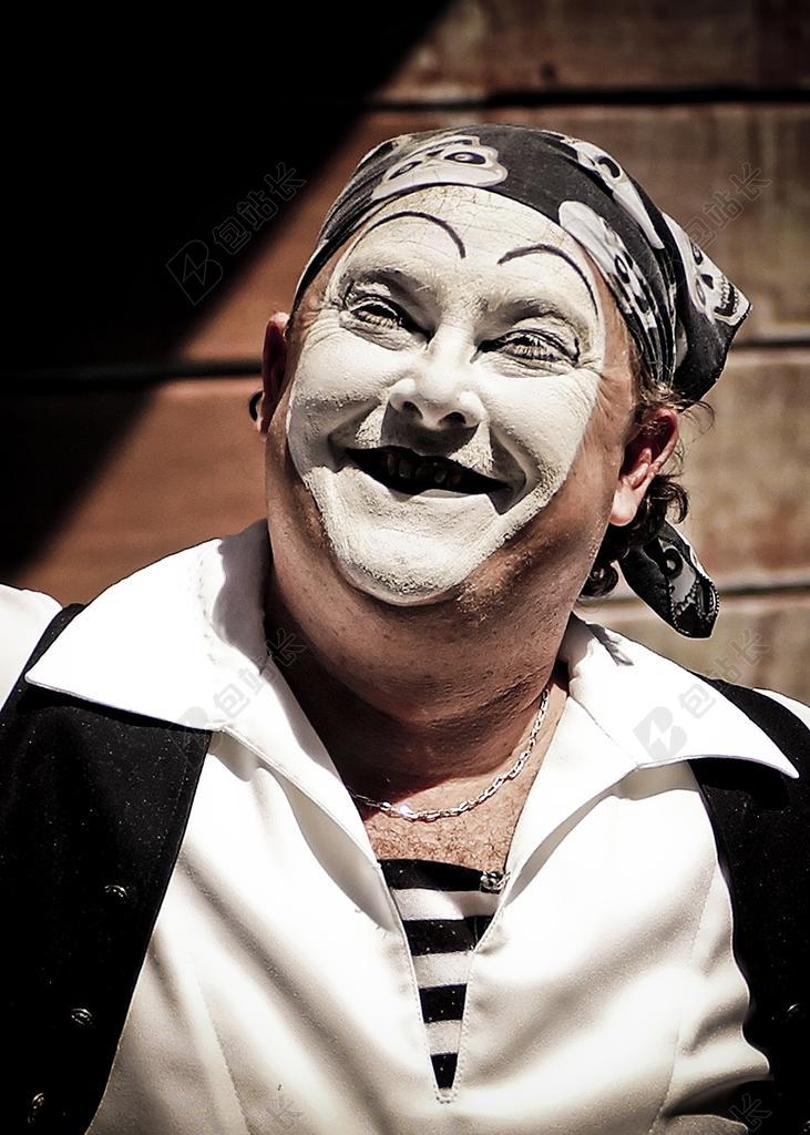 小丑 MIME 脸 表情 化妆 微笑 演员 马戏团 剧院