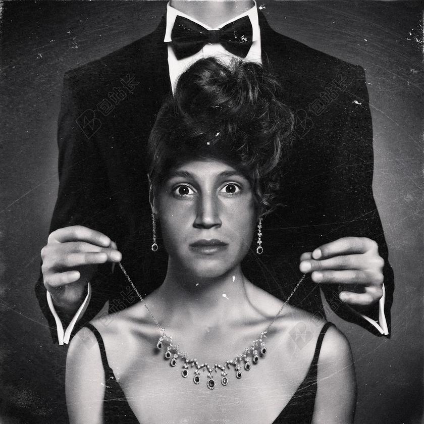 脸蒙太奇珠宝首饰珍珠时尚饰品摄影楼背景图片