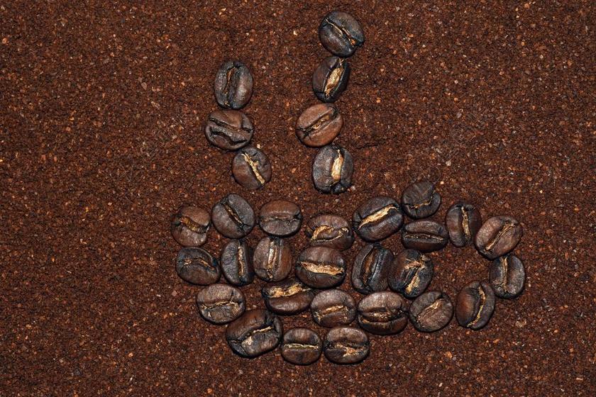 棕色餐饮文艺咖啡豆装饰宣传背景图片