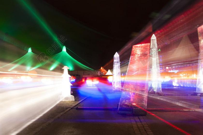 旅游夜景冰雕艺术背景图片