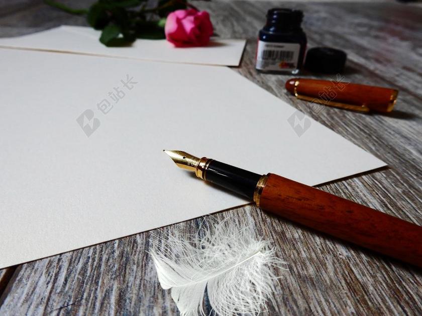 信件 纸 给 填料 钢笔 写作器具 书写工具 墨 花 玫瑰