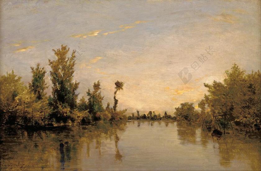 查尔斯 · DAUBIGNY 画 布面油画 艺术 艺术性 天空