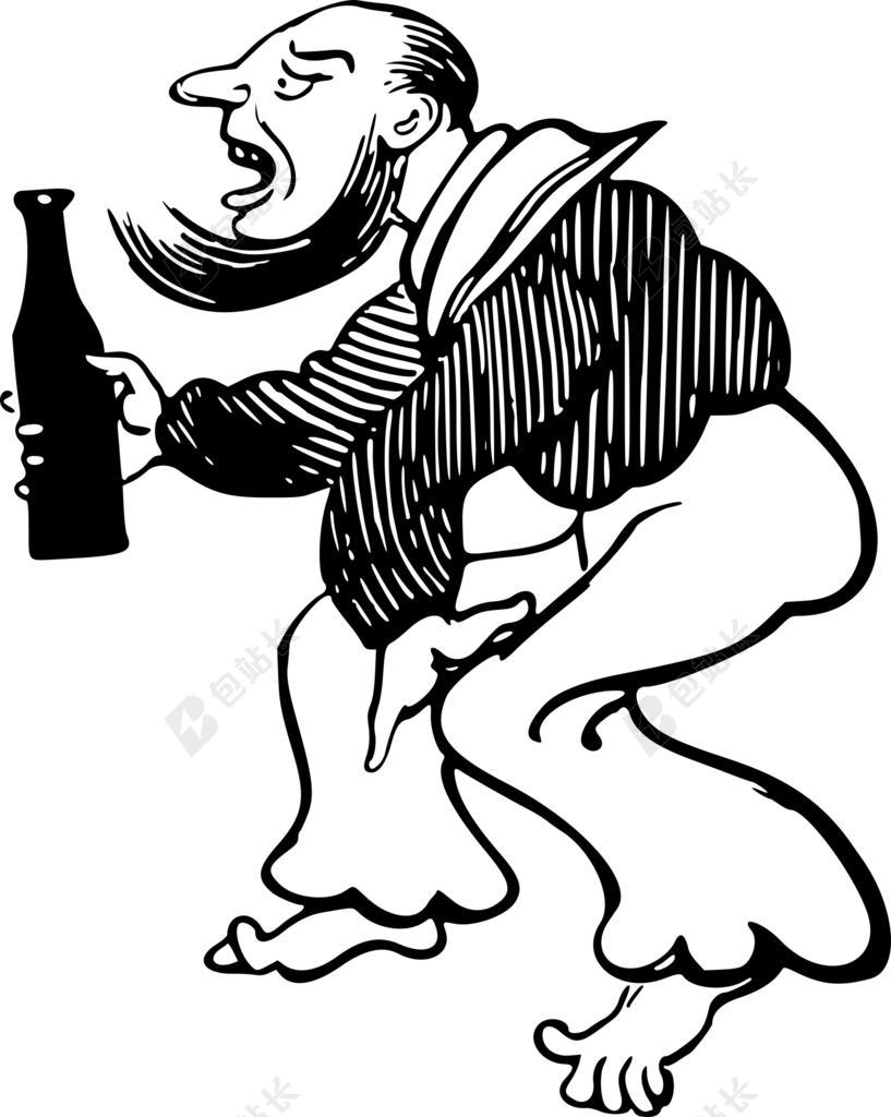 酒精 豪饮 字符 漫画 漫画人物 醉酒 幽默 男子 水手