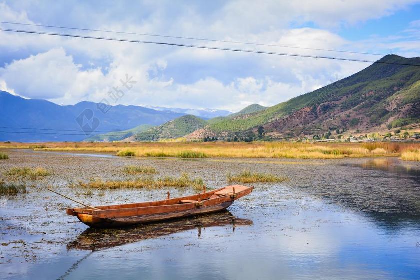 蓝天 白云 山 风景 云南 水 船 树