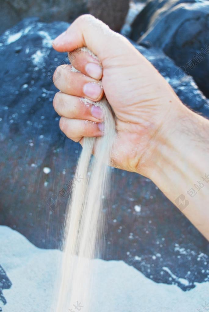 沙 下降 手 永恒 流失 时间 海滩