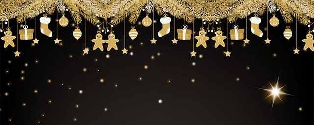 黑色背景金色圣诞装饰光点圣诞节海报背景