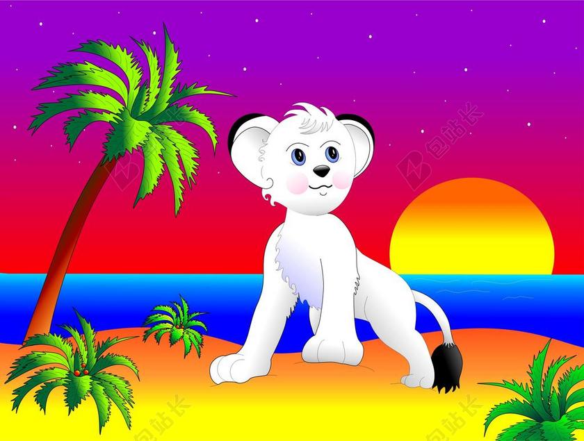 时尚狮子卡通大猫背景图片