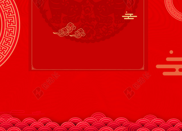 年末促销红色背景2019猪年新年喜庆猪年春节海报背景