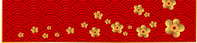 祥云底纹红色背景新年花卉金色素材