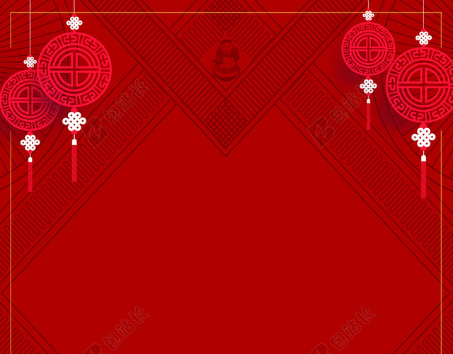 红色中国年2019猪年新年春节除夕新春过年海报红色背景素材