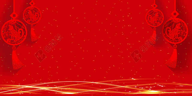 中国结红色喜庆新年春节猪年舞台晚会2019签到处红色背景素材