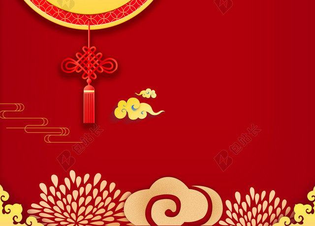 窗花剪纸猪2019新年猪年拜年啦春节习俗喜庆红色背景海报