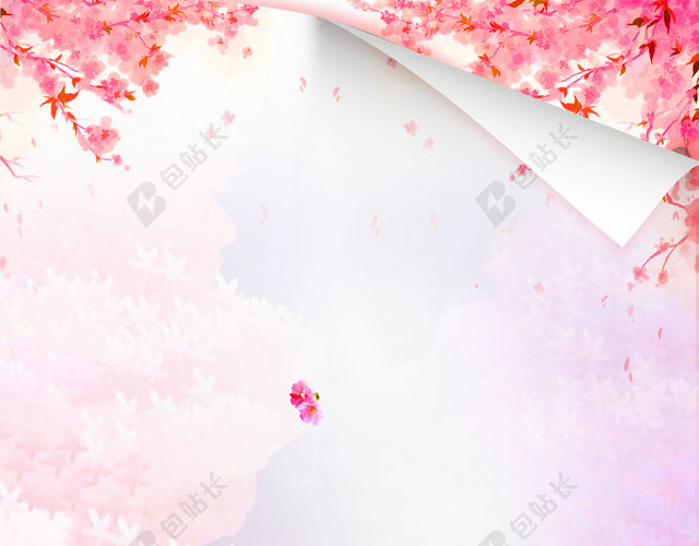 春天伞儿女孩粉色中国风手绘节旅游宣传2019海报背景