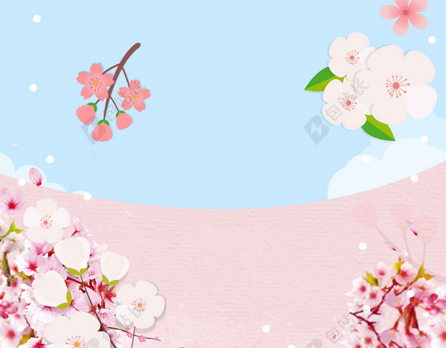 招财猫女孩们中国风粉色樱花节旅游宣传2019海报背景