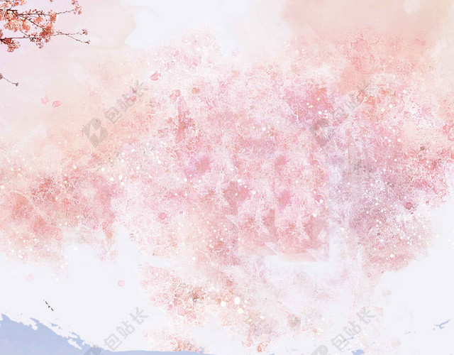 雪山粉色樱花中国风樱花节旅游宣传2019海报背景