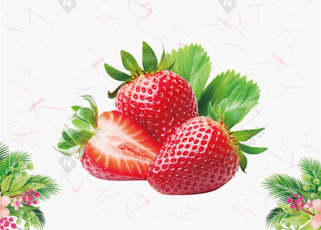 花草草莓水果促销海报背景