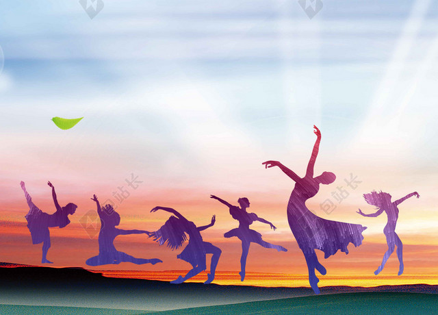 绿叶五人物舞蹈培训招生宣传海报背景