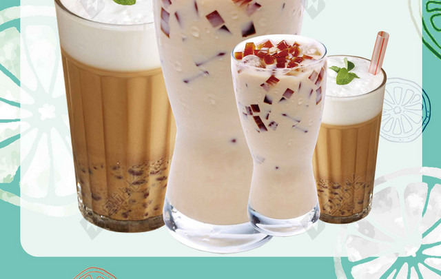 果冻牛奶珍珠奶茶宣传单价格表饮料饮品海报背景