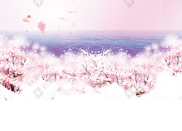 紫色唯美樱花节赏樱花海报背景