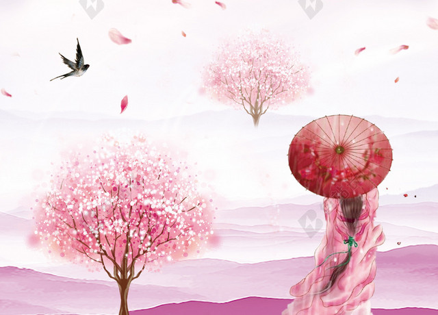 粉色唯美樱花节赏樱花背景