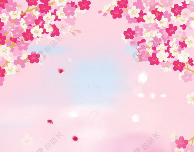 中国风桃花节创意粉色意境背景图
