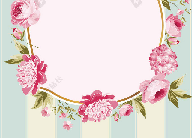 镜子圆圈玫瑰花卉花店促销海报背景
