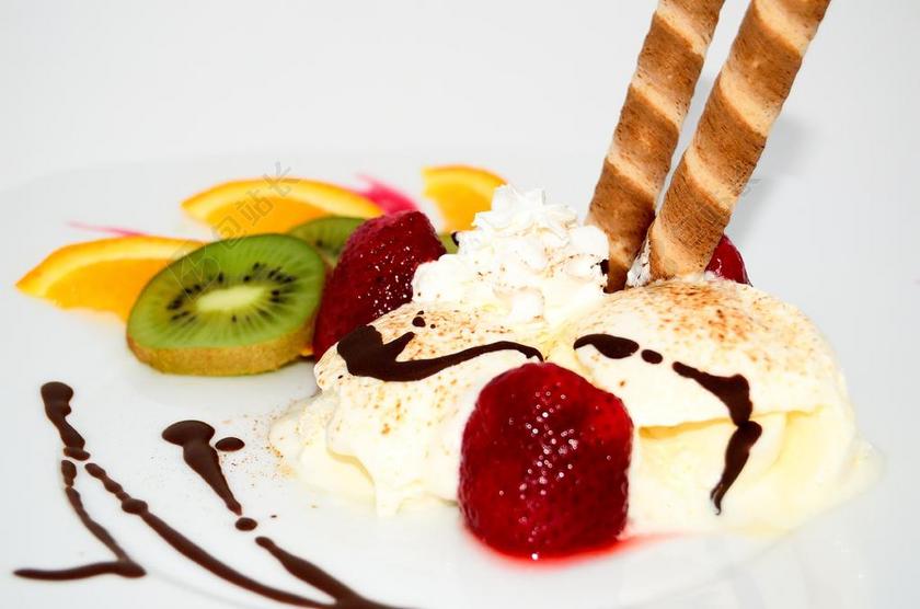 餐饮唯美水果冰淇淋蛋糕背景图片