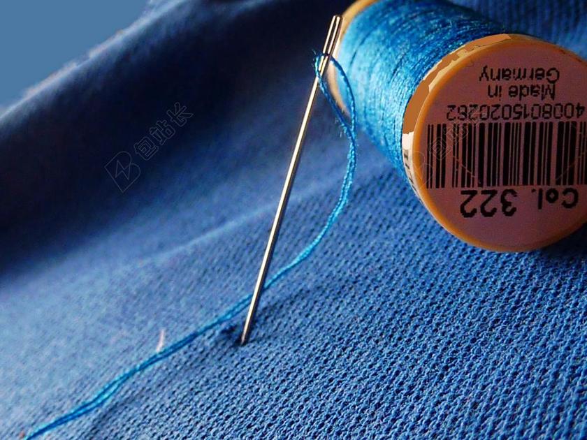 手工清新缝纫蓝线背景图片