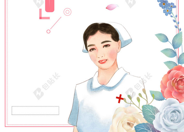花卉人物512国际护士节白衣天使海报背景