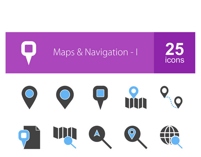地图UI图标旅游旅行矢量素材