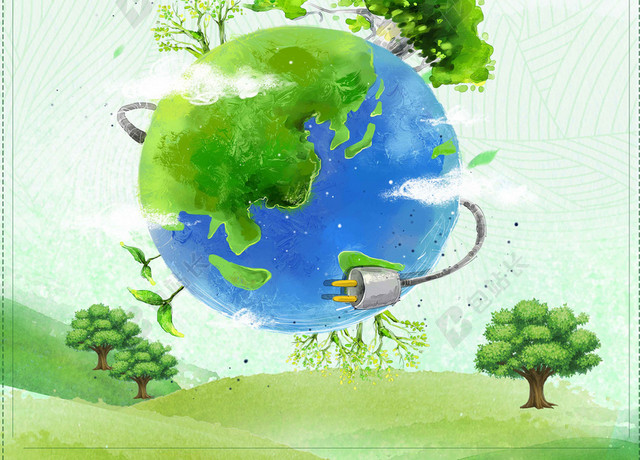 树叶树木地球蓝色世界地球日4月22日公益海报背景