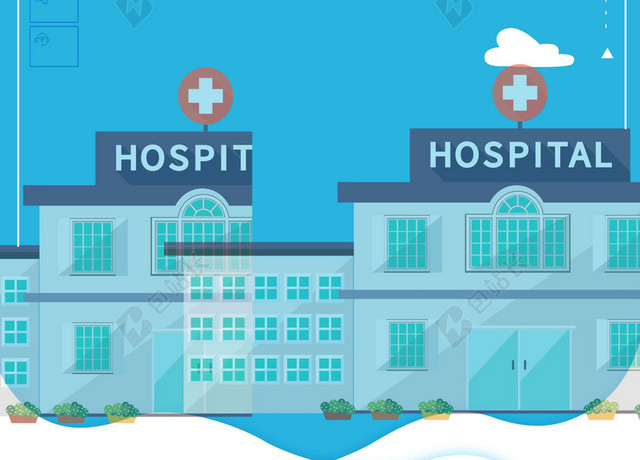 蓝色医院房子512国际护士节白衣天使海报背景