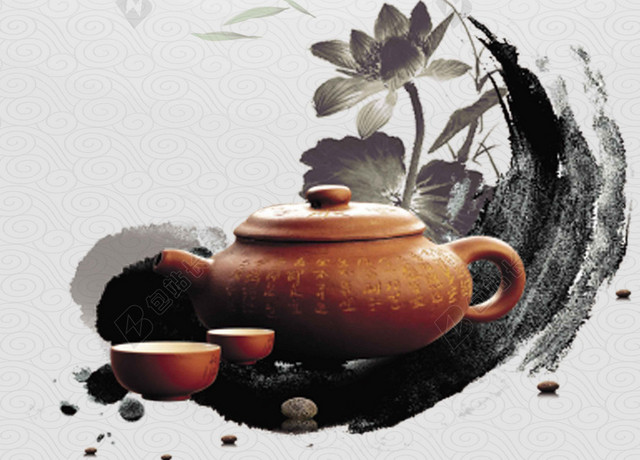 水墨中国风茶道文化新茶上市海报背景