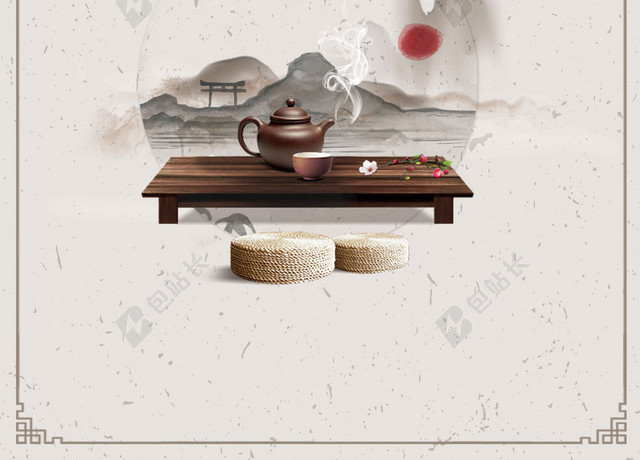 中国风叶新品古风茶具新茶上市春茶茶叶促销宣传海报背景
