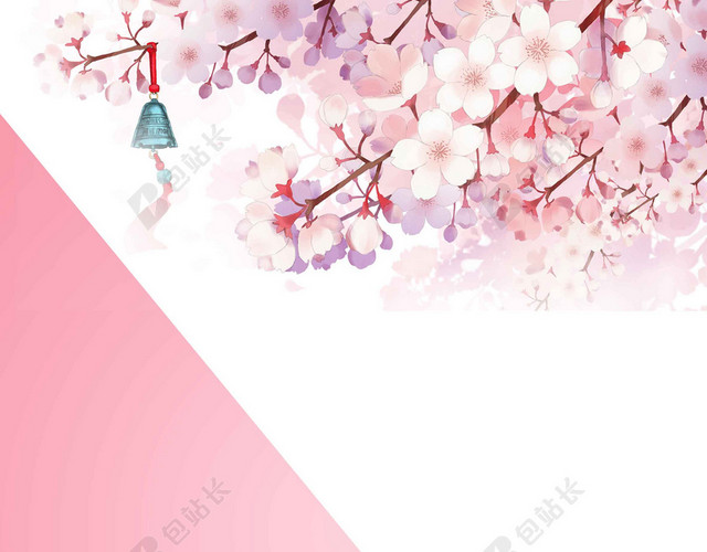 粉红花卉白色形状4月你好海报背景