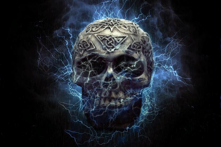 头骨 死亡 可怕 困扰 骨 照明 头 巧妙 数码创作