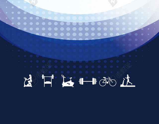 白蓝圆圈线条人物运动健身展架易拉宝俱乐部海报背景