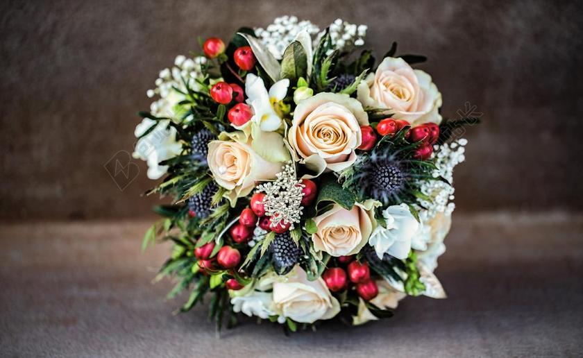 浪漫婚礼花束背景图片