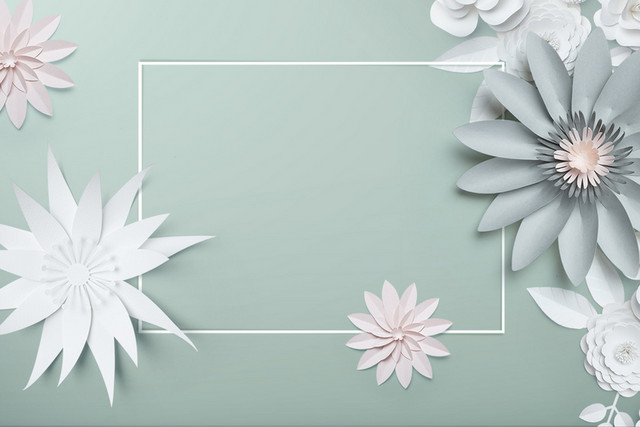 教师节鲜花边框七夕情人节520花朵3D立体剪纸风花朵边框素材