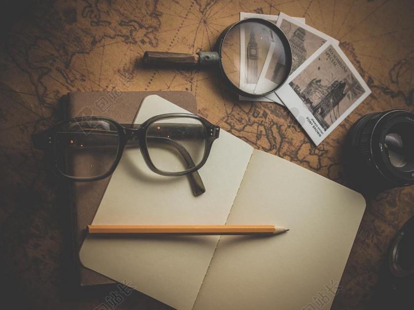 简约考古笔记工具背景图片