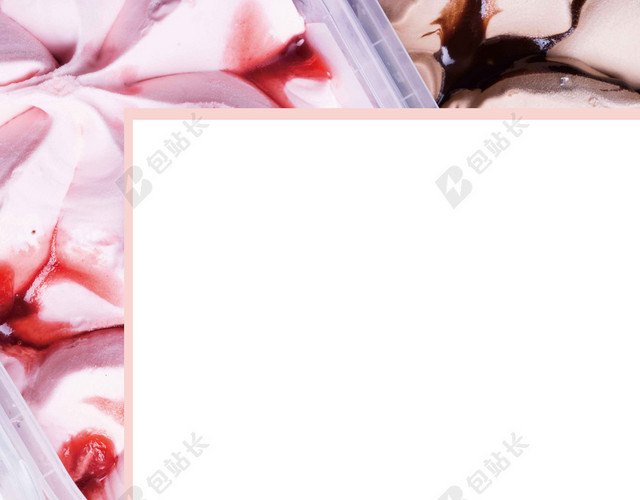 夏天粉白水果圆型美食冰淇淋雪糕促销海报背景展板