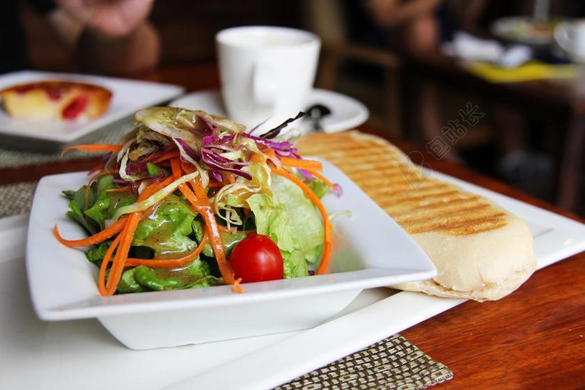 餐饮时尚法式咖啡厅食物背景图片